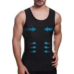 New Mens Slimming Body Shaper Tank Top, Black